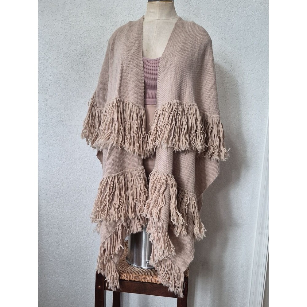 Phinomena 100% Alpaca Handmade Fringe Poncho - Picture 2 of 16